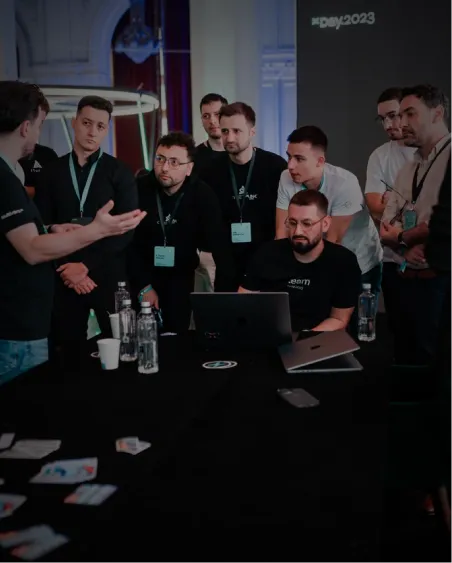 Team collaboration at tech conference