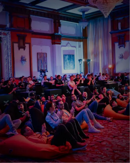 Audience in relaxed setting